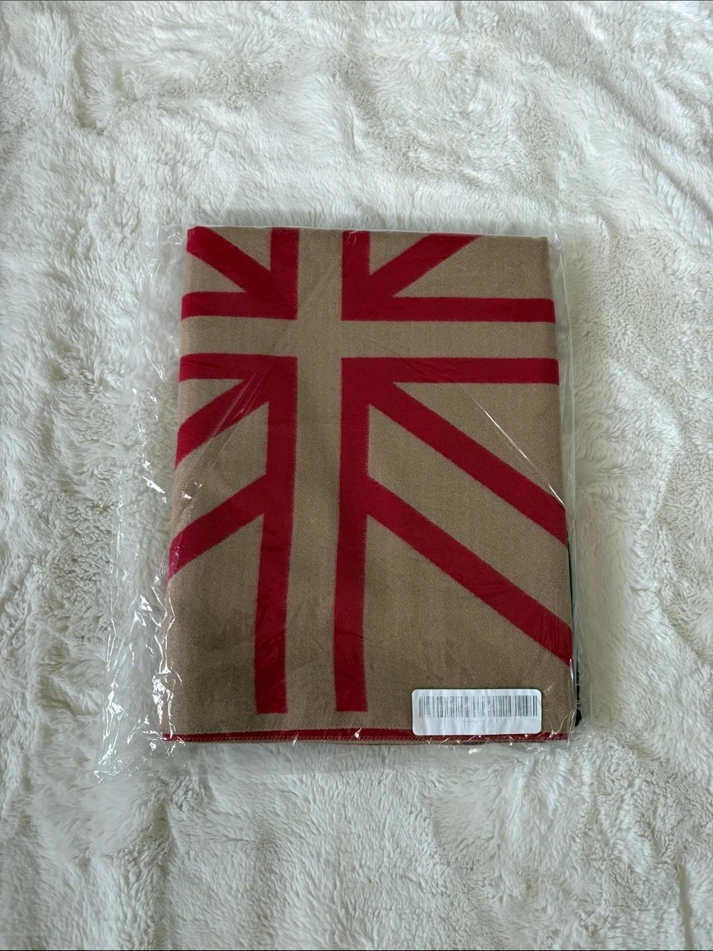 NWT SEALED! 100% Cashmere Oversized Scarf/Shawl Double-faced GeometricFlagDesign